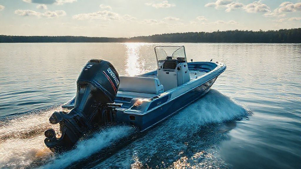 A powerful 100 horsepower boat motor in action on a center console boat.