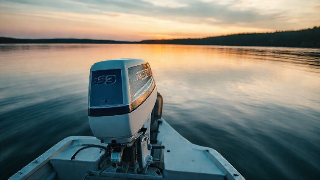 A classic 115 hp Johnson outboard motor on a boat.