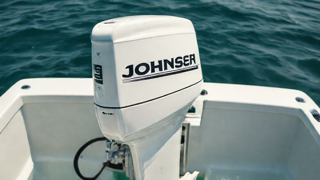 115 Johnson outboard motor for sale mounted on boat transom
