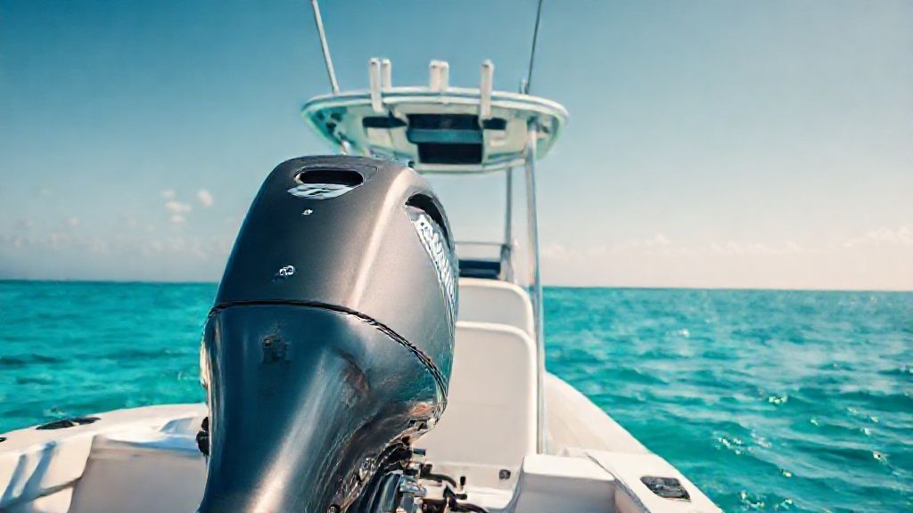 A modern 130 hp outboard for sale mounted on a boat transom