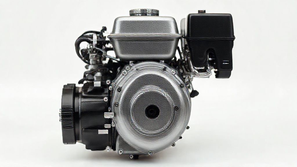 2 hp gas motor with visible engine components and specifications