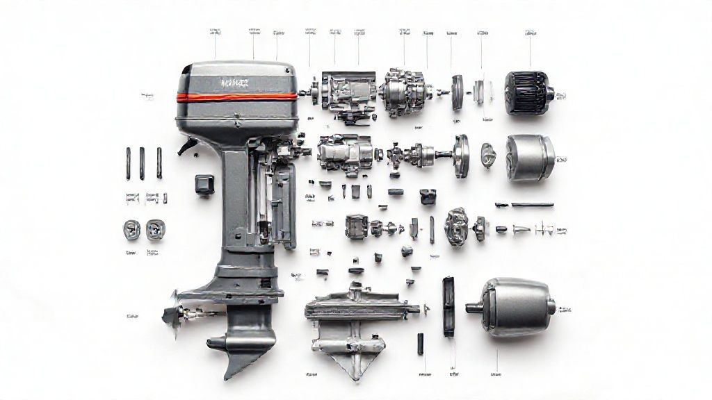 Exploded view diagram of a 2 stroke yamaha outboard motor parts diagram showing all components.