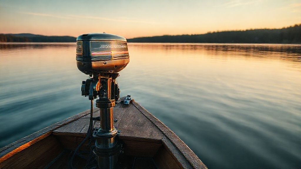 A classic 20 hp johnson boat motor on a wooden boat transom.