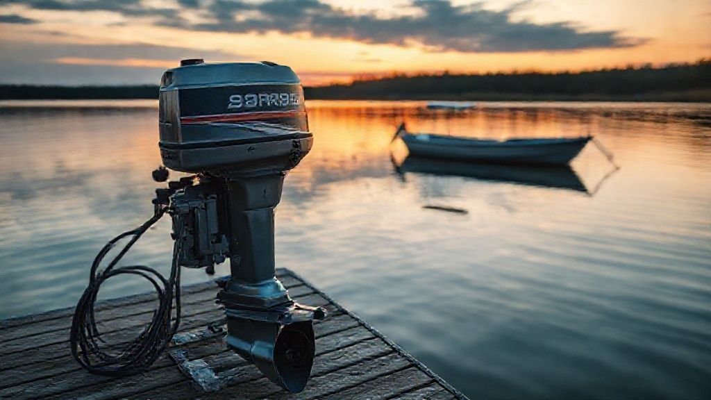 A classic 25 HP Johnson 2-stroke outboard motor on a dock.
