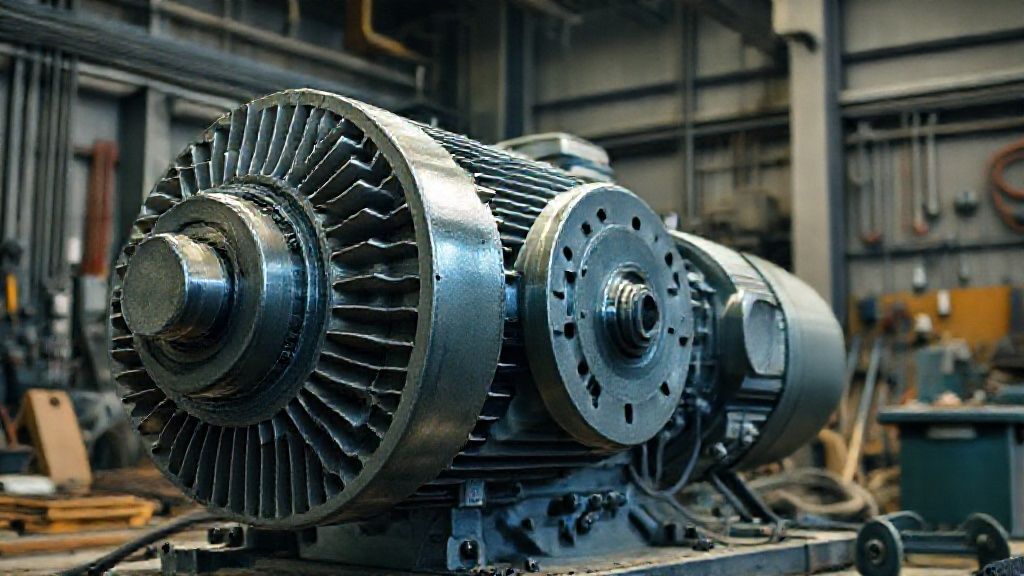 35 horsepower electric motor in industrial environment with detailed components visible